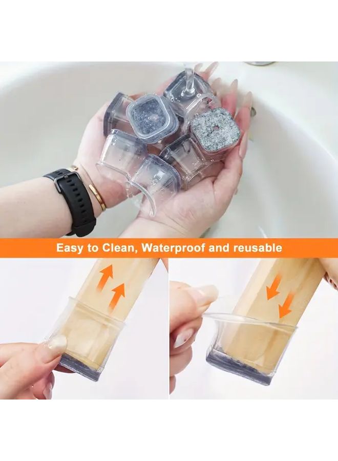 24 Pcs Gray Heavy Duty Silicone Felt Chair Leg Floor Protectors Noise Reducing Scratch Proof - Image 4